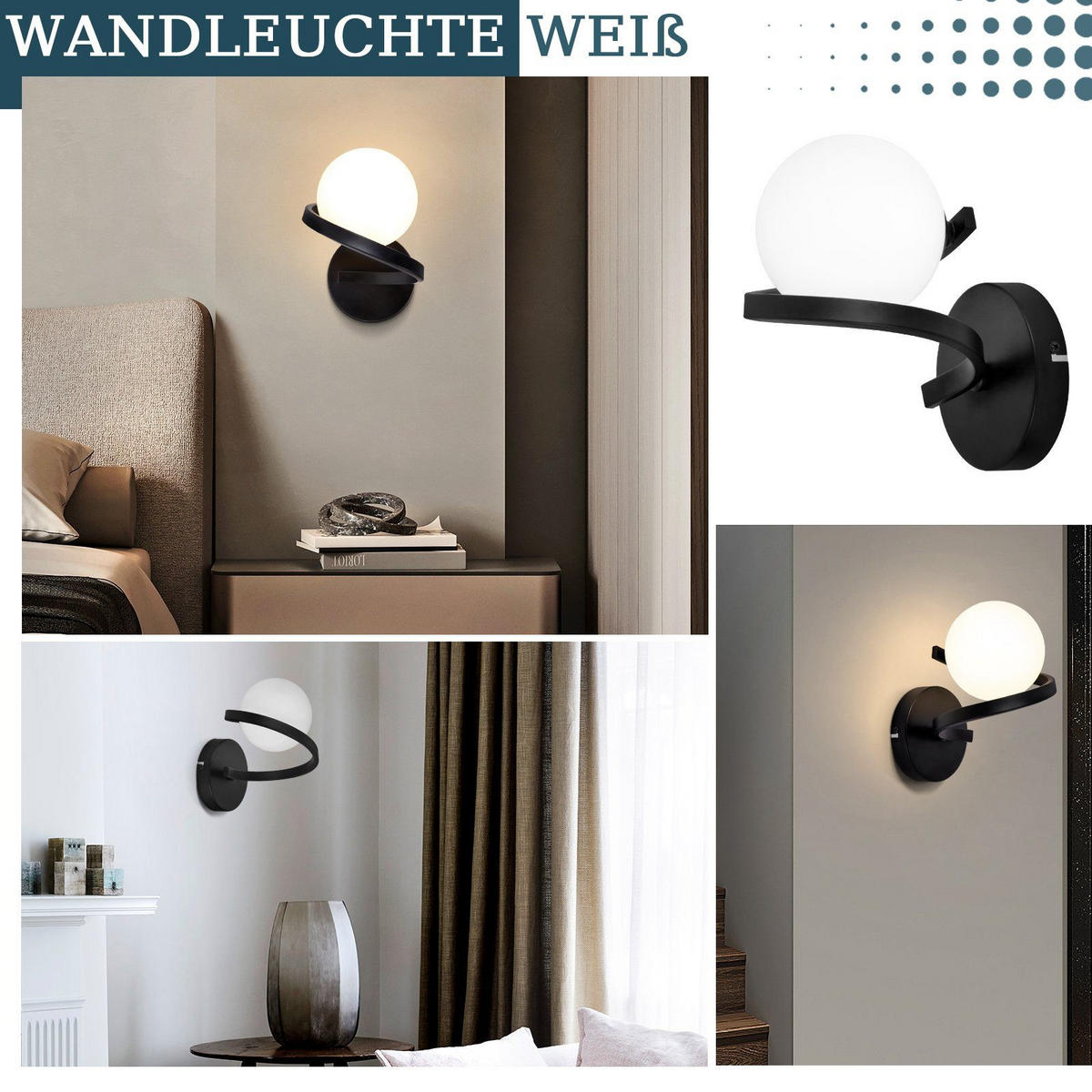 WANDLEUCHTE Monika - Schwarz, Metall (10/18/21cm) - Nettlife