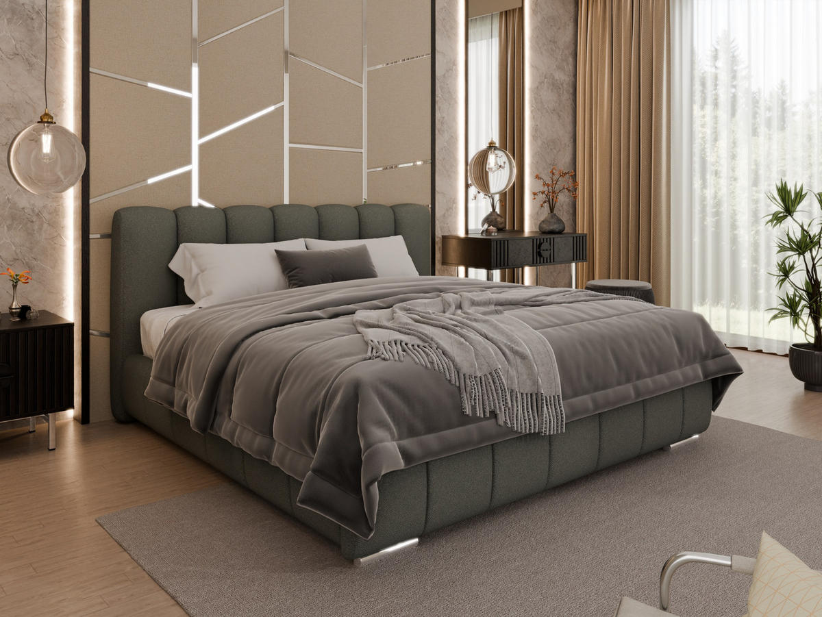 POLSTERBETT Zaira 180x200cm – Elegantes Polsterbett für modernen Wohnstil , ohne matratze, grau - Grau, Holz (180/200cm) - Panda Möbel