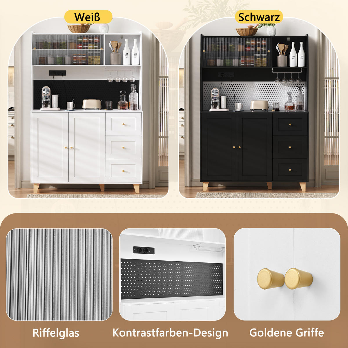 BUFFETSCHRANK Bar Weiß 120/40/184 cm - Weiß, Holz (120/184/40cm) - PANGIVO