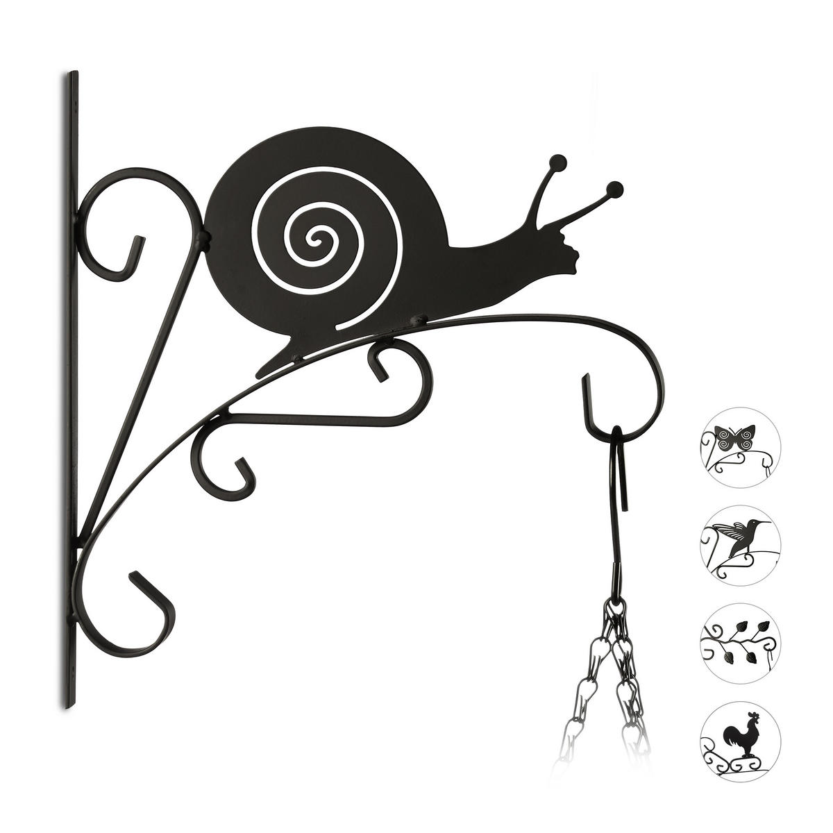 BLUMENHAKEN - Schwarz, Metall (28/30/2cm) - Relaxdays