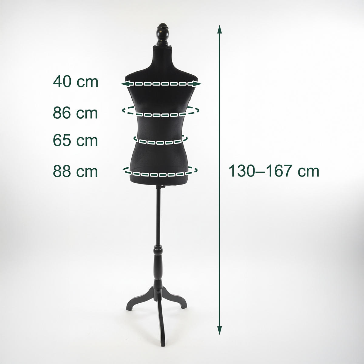 SCHNEIDERPUPPE - Schwarz, Holz/Kunststoff (41/167/34cm) - Relaxdays