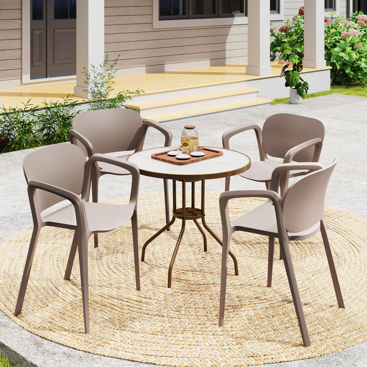 GARTENSTUHL 4er aus Kunststoff, Grau - Grau, Kunststoff (56/75/60cm) - Outsunny