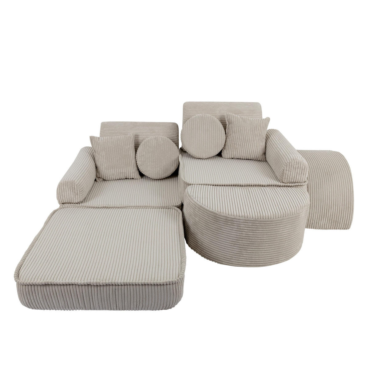 KINDERSOFA, Aesthetic, Pocket Max, Ecru - Ecru, Textil (120/25/60cm) - MeowBaby