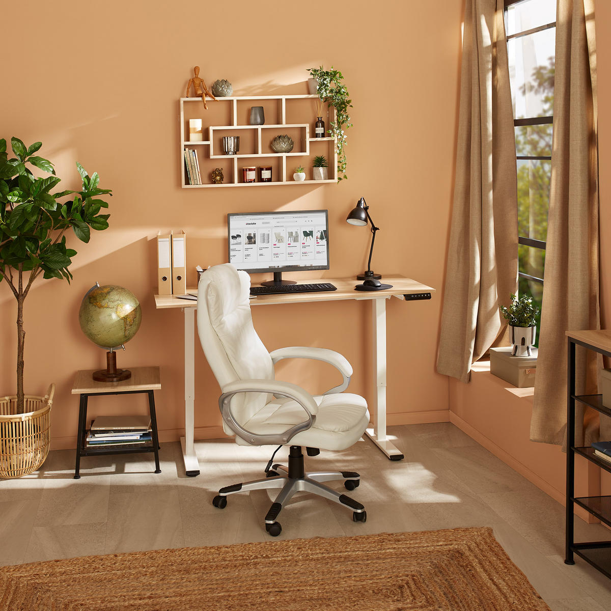 TISCHGESTELL Melville,110 - 168 x 60 x 70 - 119 cm,weiß - Weiß, Textil (60/168/119cm) - tectake