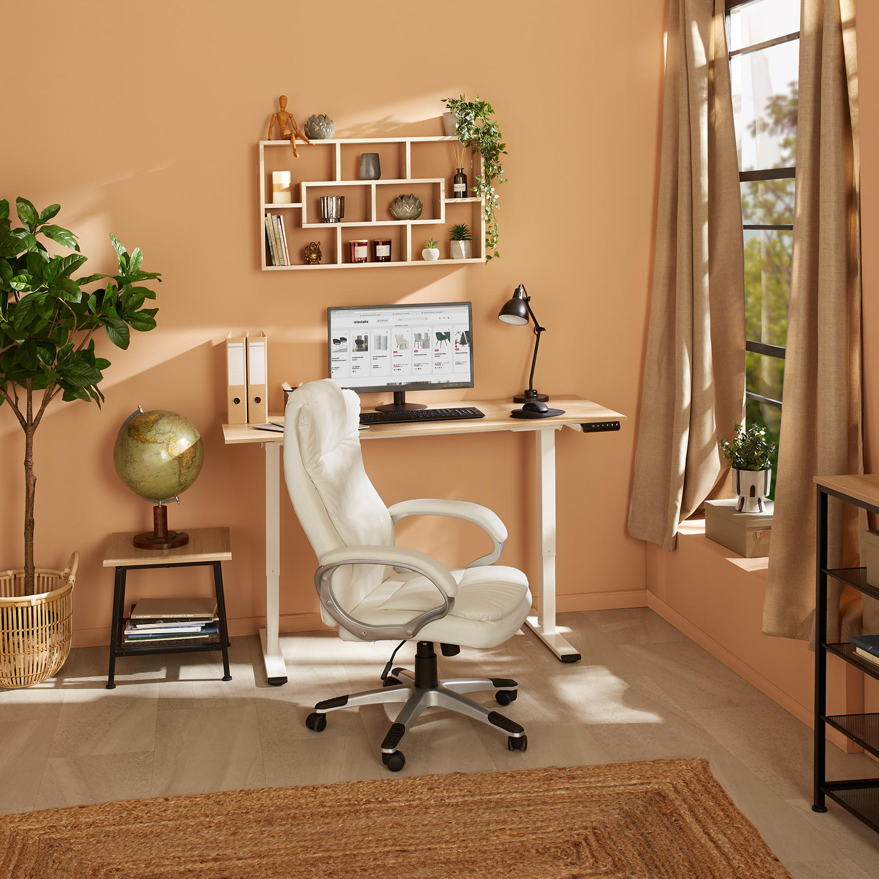 Thumbnail - tectake Tischgestell, Weiß, Textil, Sprichwort/Zitat, Quadratisch, 168x119x60 cm, CE, Arbeitszimmer, Schreibtische, Büro...