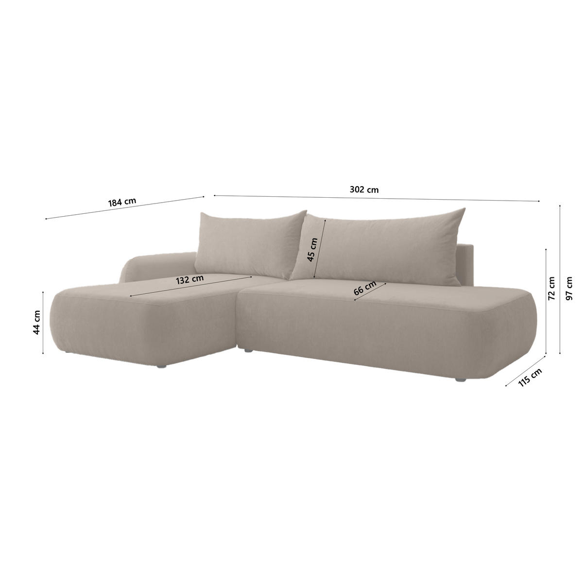 ECKSOFA Munduk I mit Schlaffunktion, Braun - Braun, Textil (302/184cm) - Fedve