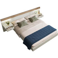 BETT 160/200 cm in Weiß/Sonoma-Eiche mit 2 LED-Nachtkommoden und USB - Weiß, Holzwerkstoff (160/200cm) - Flora Grace