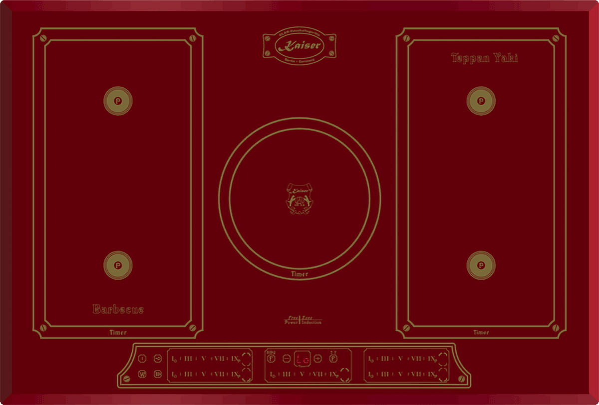 ELEKTRO Einbau Backofen 60 cm EH 6355 RotEm + KCT 7797FiRotEm Induktionskochfeld,77cm Rot - Rot, Metall (59.4/59.4/57.5cm) - Kaiser Küchengeräte