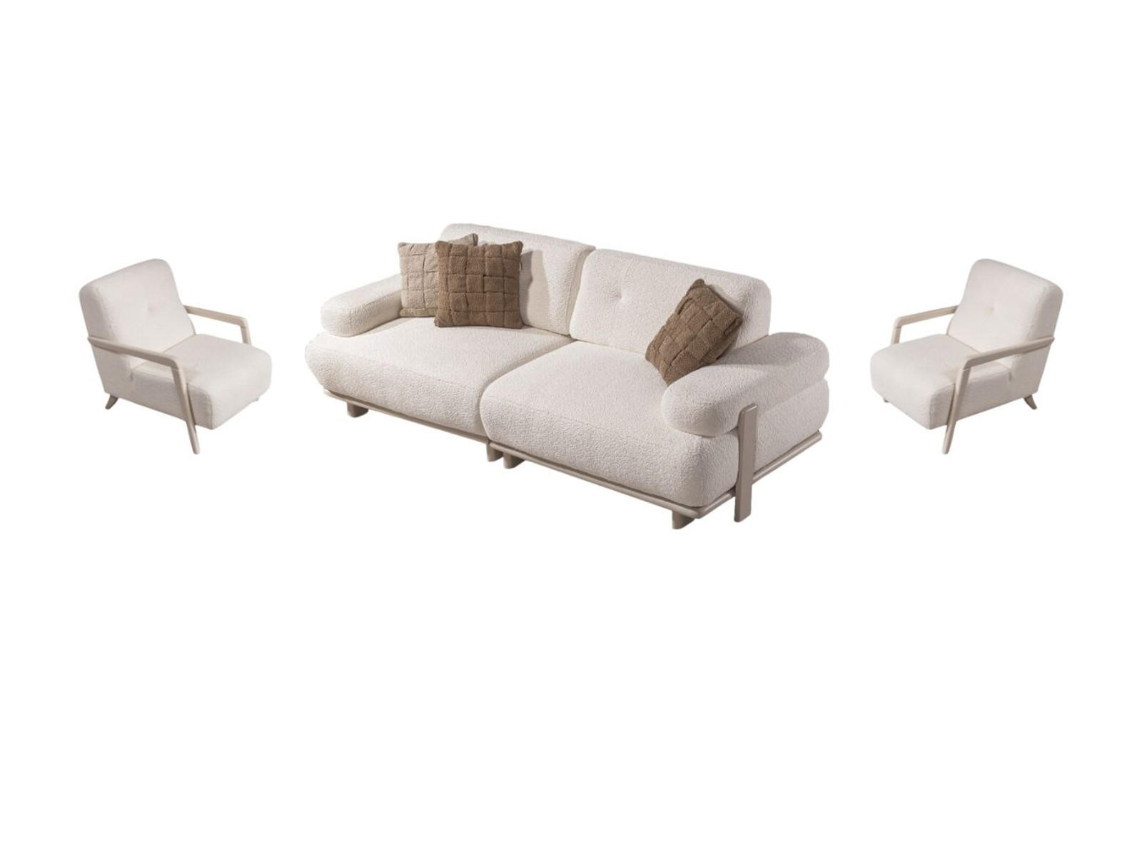 SITZGARNITUR Bully Creme Sofa Set, Creme Stellvariante 3+1+1 - Creme, Textil (230/83/100cm) - Villa Möbel