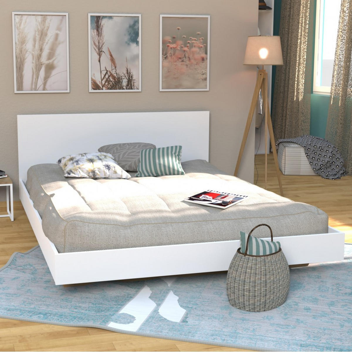 BETT LOFT MIT KOPFTEIL/ Bett 160x200 - Weiß - Weiß, Holzwerkstoff (160/200cm) - Weber Industries