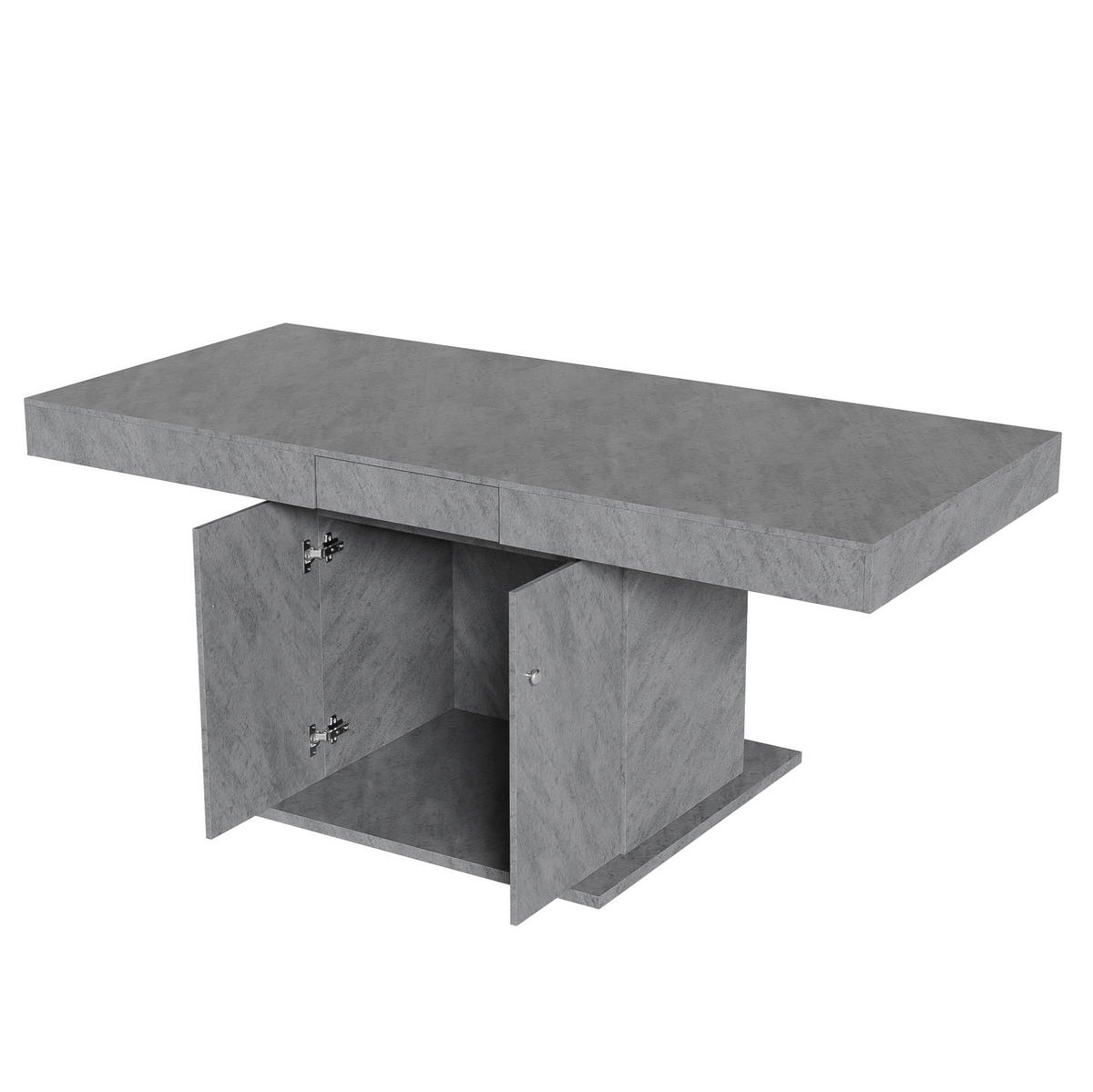 JEDILNA miza 140/180/80/76 cm z avtomatskim raztezanjem in prostornim predalom, siva - siva, leseni material (180/80/76cm) - Redom