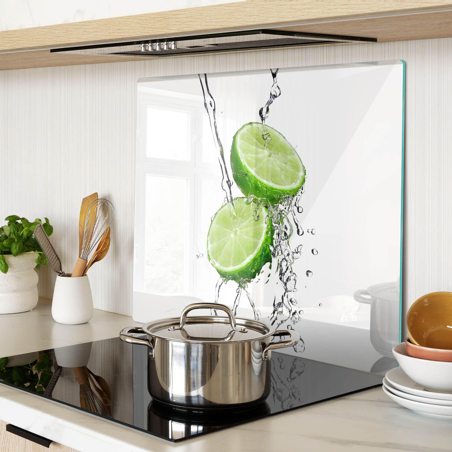 GLASPLATTE 60x52 cm Limetten und Wasser - Grün, Glas (60/0.4/52cm) - TULUP