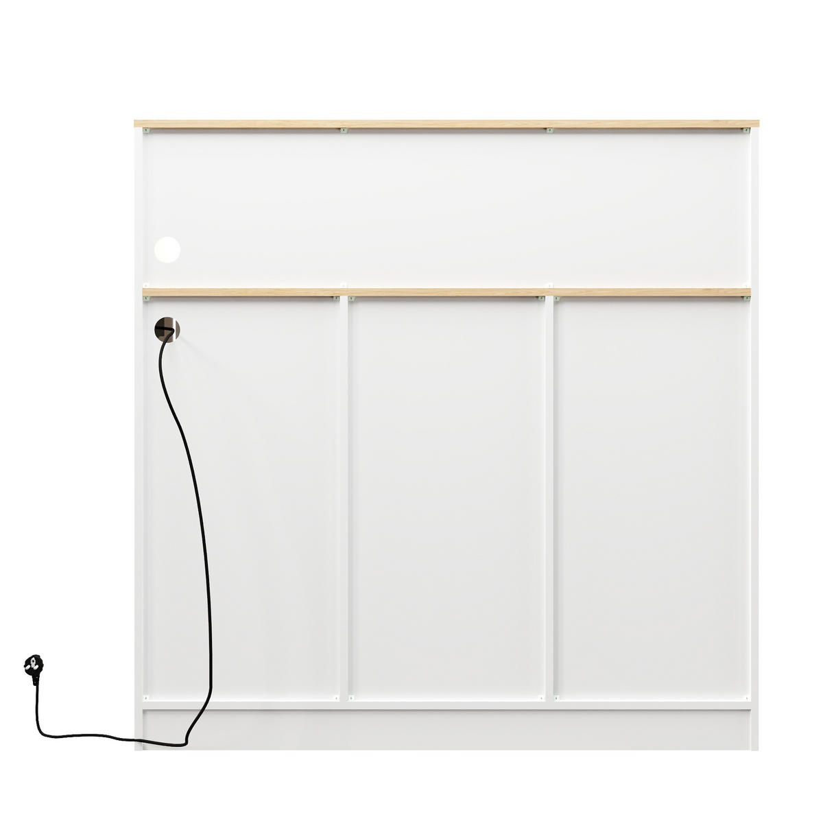SIDEBOARD 120/40/121 cm in Weiß/Natur mit LED-Beleuchtung und Steckdose - Weiß, Holzwerkstoff (120/121/40cm) - Flora Grace