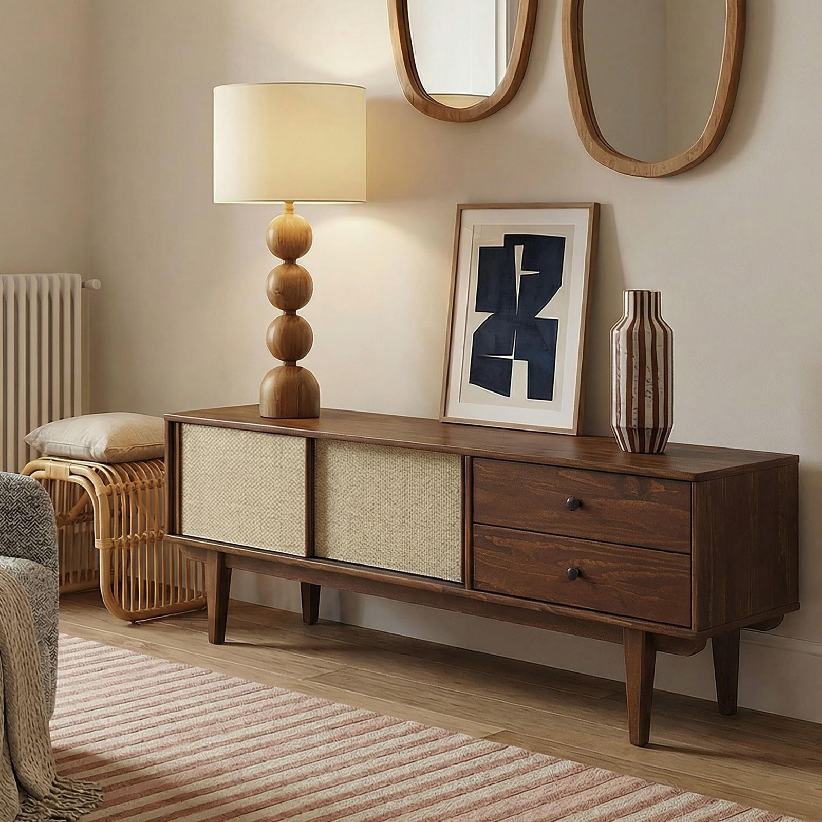 LOWBOARD SIMONA - Kastanienfarben, Holz (175/52/41cm) - IDIMEX