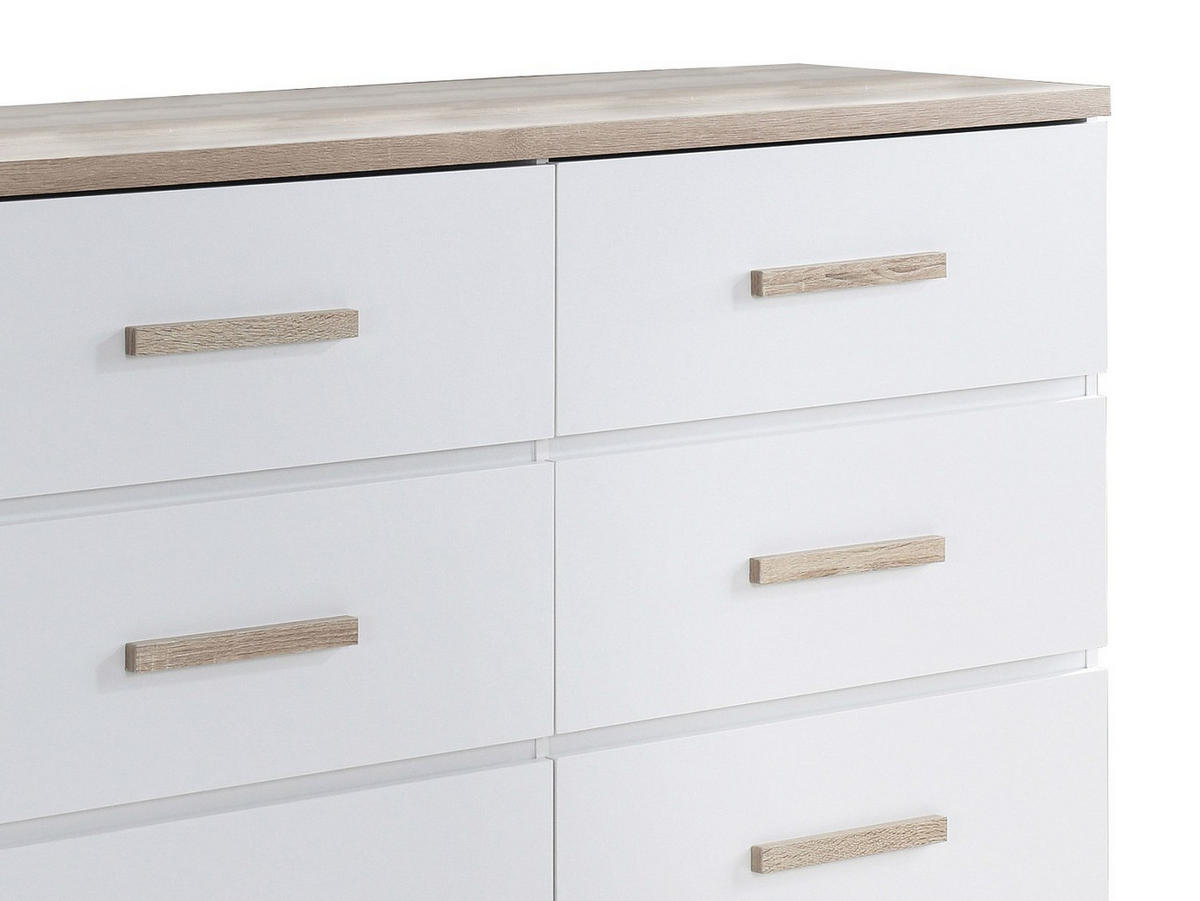 KOMMODE - 120 cm x 40 cm - holz - naturfarben hell, weiß Skaido - Weiß, Holz (120/81/40cm) - Vente-Unique