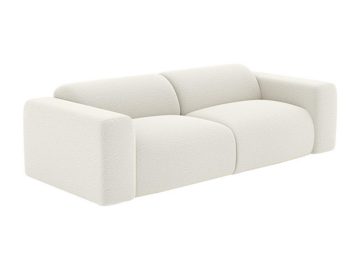 SOFA 3-Sitzer & Hocker - Bouclé-Stoff - Weiß - POGNI - Weiß, Textil (205/73/97cm) - Vente-Unique