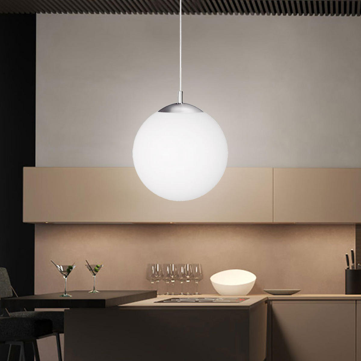 HÄNGELEUCHTE Metall Glas Weiß - Weiß, Glas (30/30/180cm) - Globo Lighting