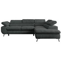 ECKSOFA PETER L Dunkelgrau Struktur - Rechts Seite - Dunkelgrau/Schwarz, Textil/Metall (273/208cm) - MKS