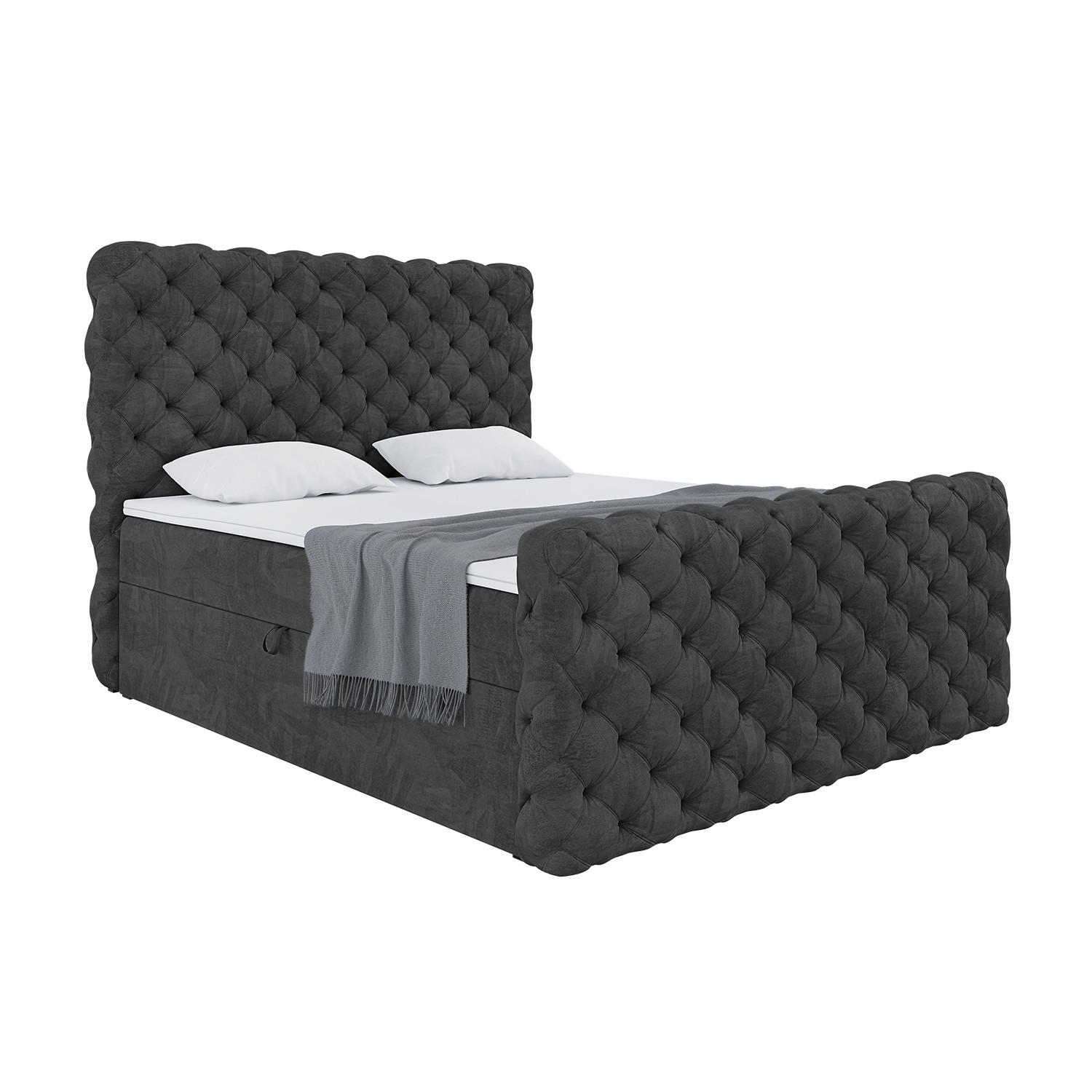 Meblini Boxbett Schwarz 200x200 cm