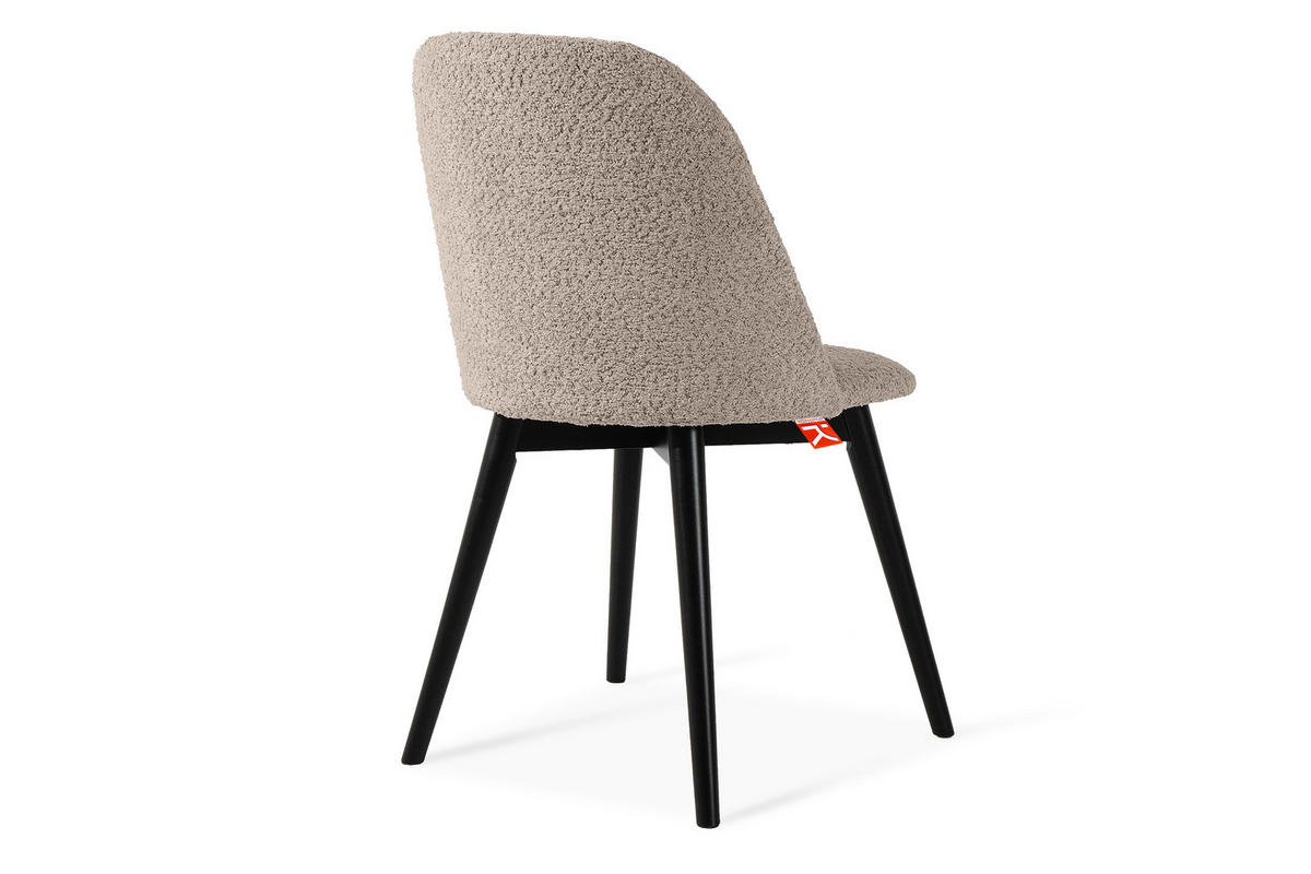 POLSTERSTUHL BAKERI Esstischstühl, 2-er Set, Bouclé - Beige/Schwarz, Holz/Textil (48/86/44cm) - KONSIMO®