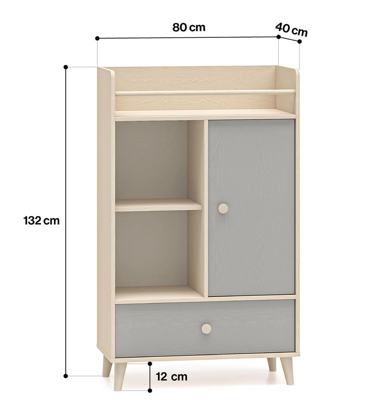 KOMMODE Mevel Wüstensand / Palladiumgrau 80 / 40 / 132cm - Grau, Holz/Holzwerkstoff (80/132/40cm) - Feldmann-Wohnen