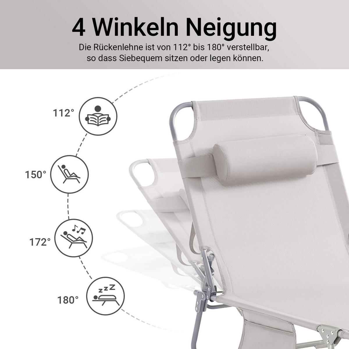 SONNENLIEGE 2er Set Beige - Beige, Textil/Metall (195/58/63cm) - SoBuy