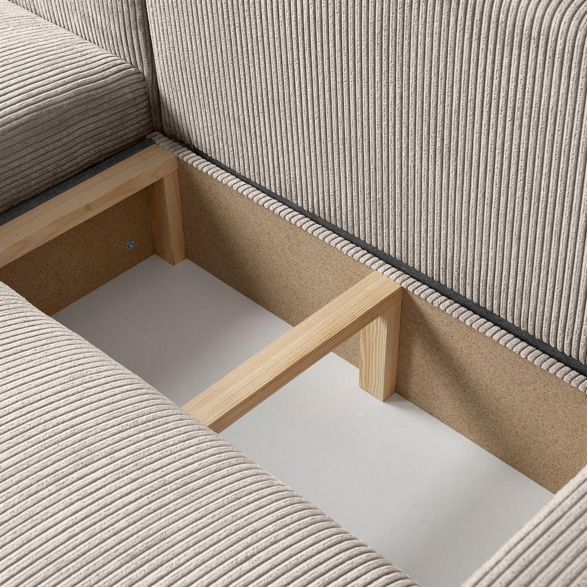 ECKSOFA OPERA L-Form mit Schlaffunktion und Bettkasten, Poso 02 - Beige, Textil (247/143cm) - Lookway