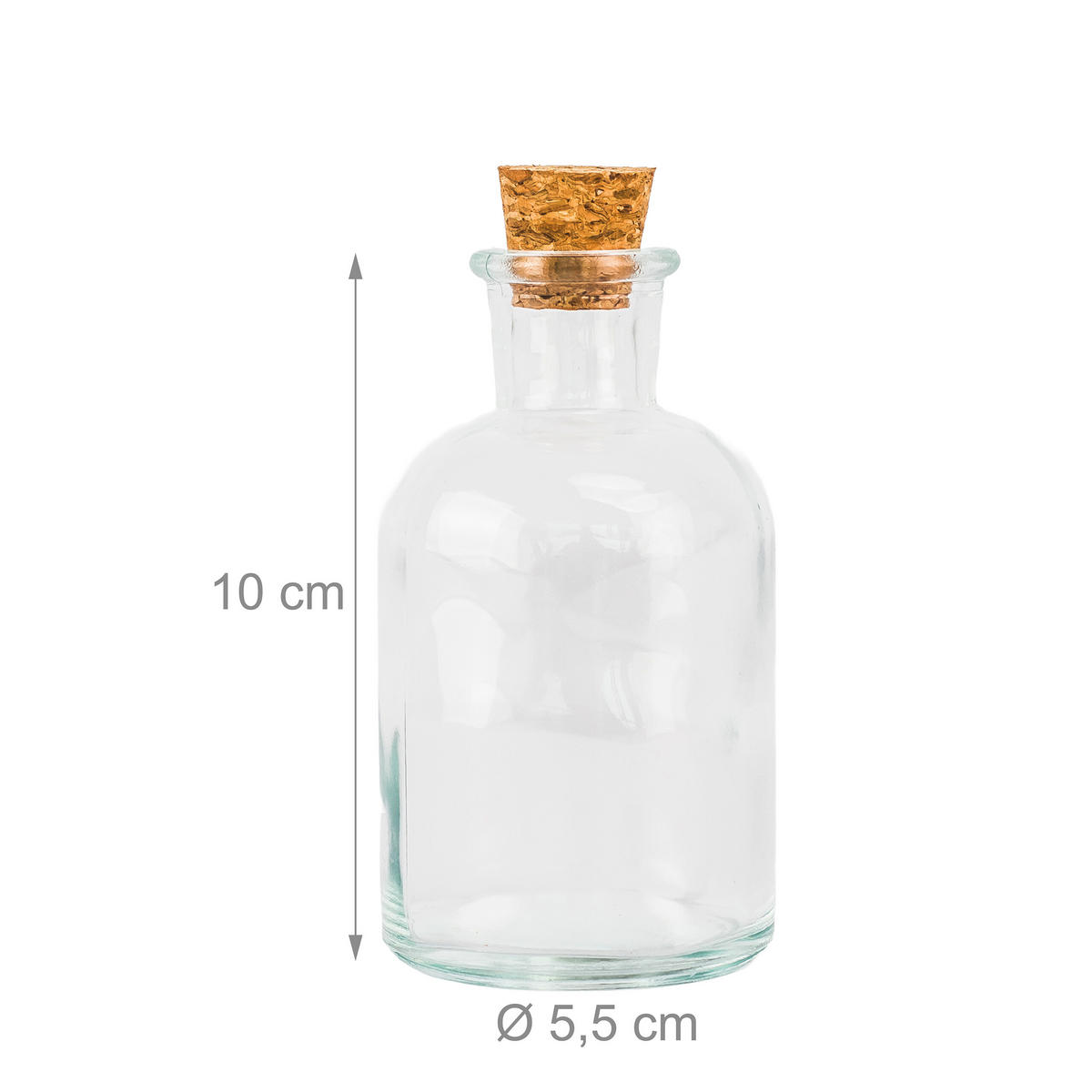 8XSKLENĚNÝCH lahví - průhledná, přírodní materiály/sklo (5.5/10/5.5cm) - Relaxdays