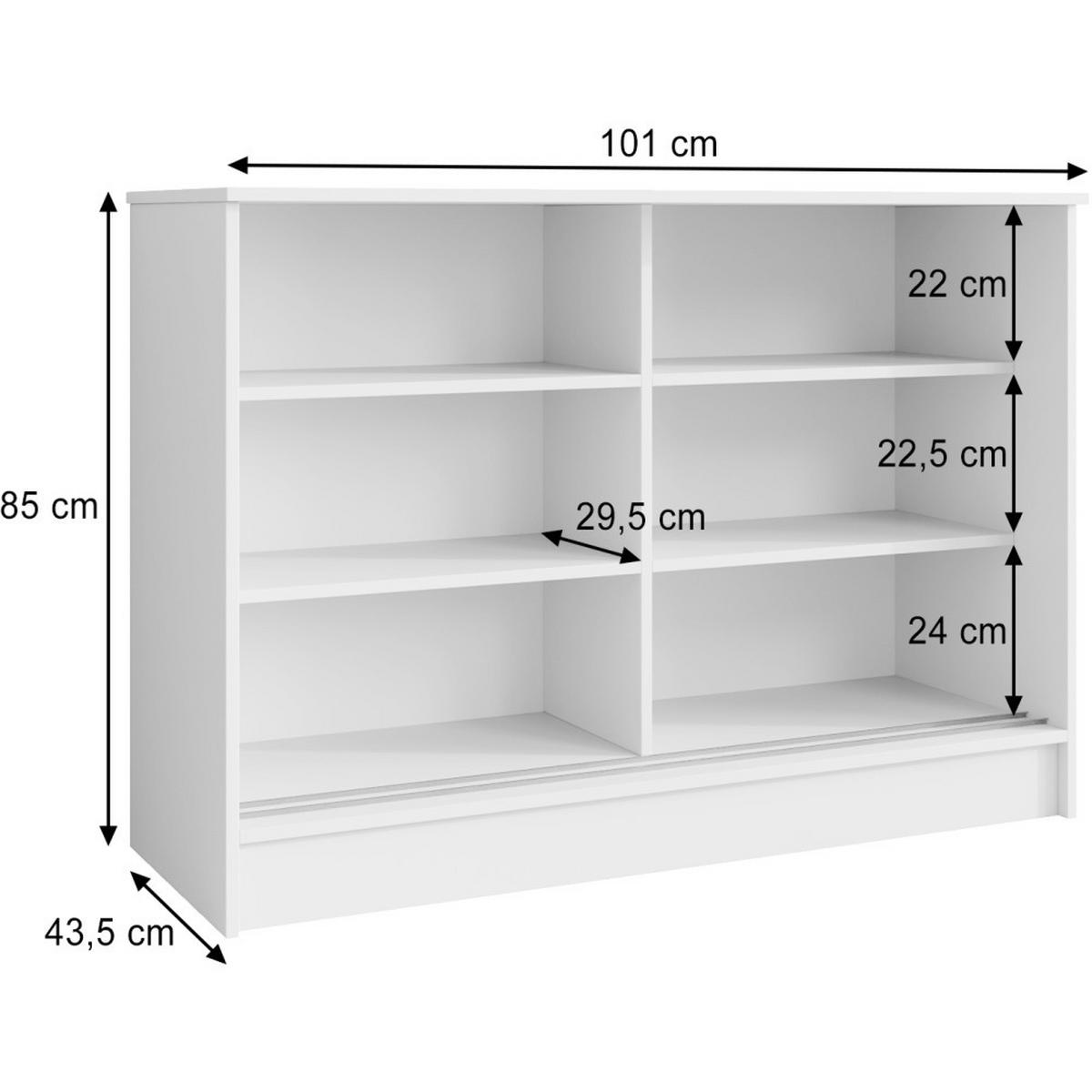 KOMMODE Horizon mit 2 Schiebetüren, Weiß, 100 cm - Schwarz/Weiß, Holzwerkstoff (101/85/43.5cm) - Beautysofa