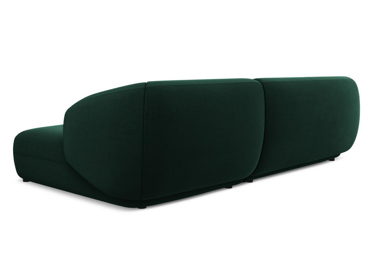 ECKSOFA Rechts Samt Stoff Grün - Dunkelgrün/Schwarz, Kunststoff/Textil (280/156cm) - Makamii