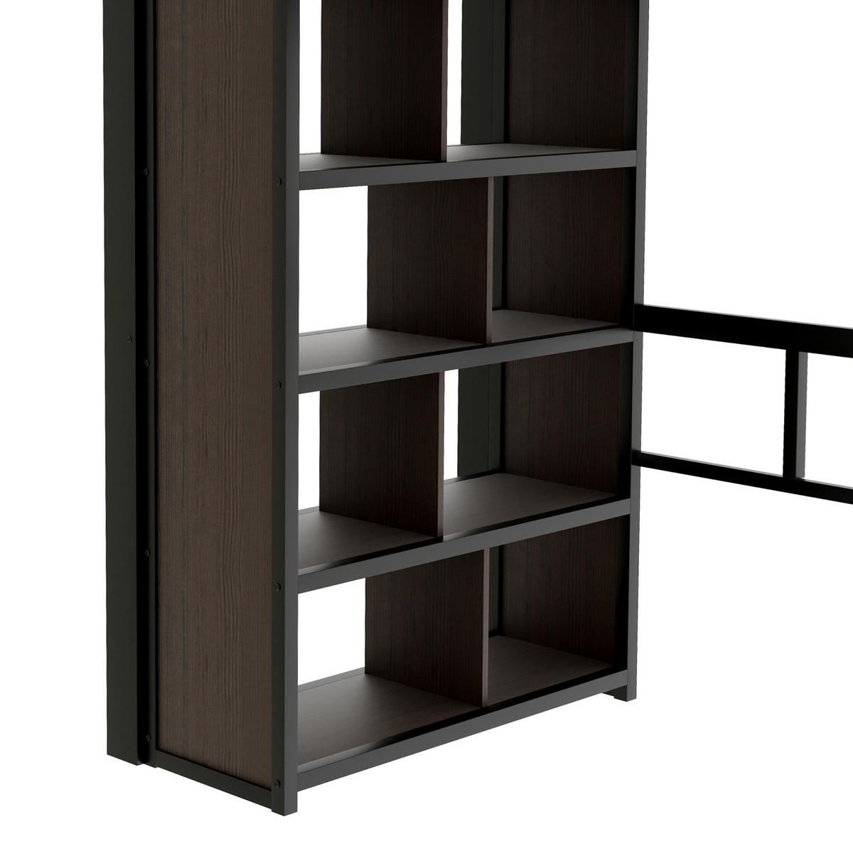 HOCHBETT 90/200 cm Schwarz mit Schreibtisch und LED-Lichtleiste ohne Matratze - Schwarz, Metall (90/200cm) - MIVRAY