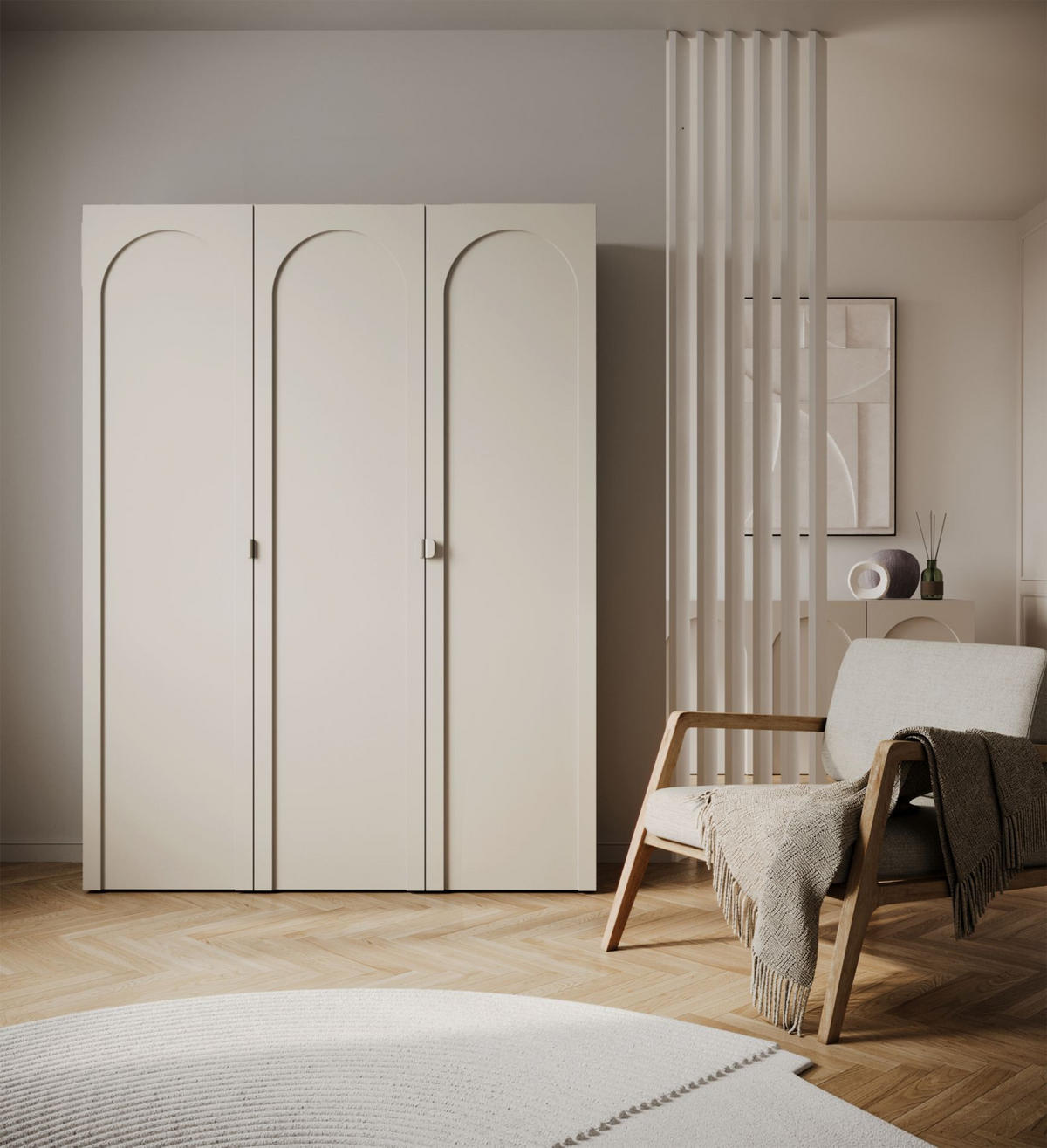 KLEIDERSCHRANK Arkadia Kaschmirgrau mit 3 Türen 150 cm - Taupe, Holzwerkstoff (150/200/53cm) - Selsey