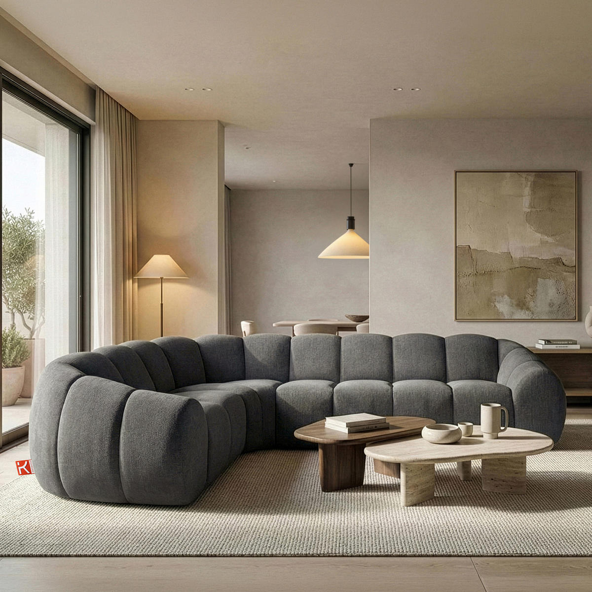 ECKSOFA LINKS FLAVA, Aschgrau - Grau, Holz/Holzwerkstoff (310/230cm) - KONSIMO®