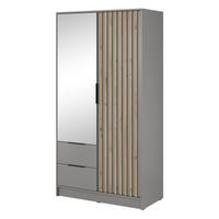 SCHRANK Grau KELLY Mit Lamellen Und Spiegel 105 cm - Transparent/Grau, Holzwerkstoff (105/200/51cm) - Sepro Meble
