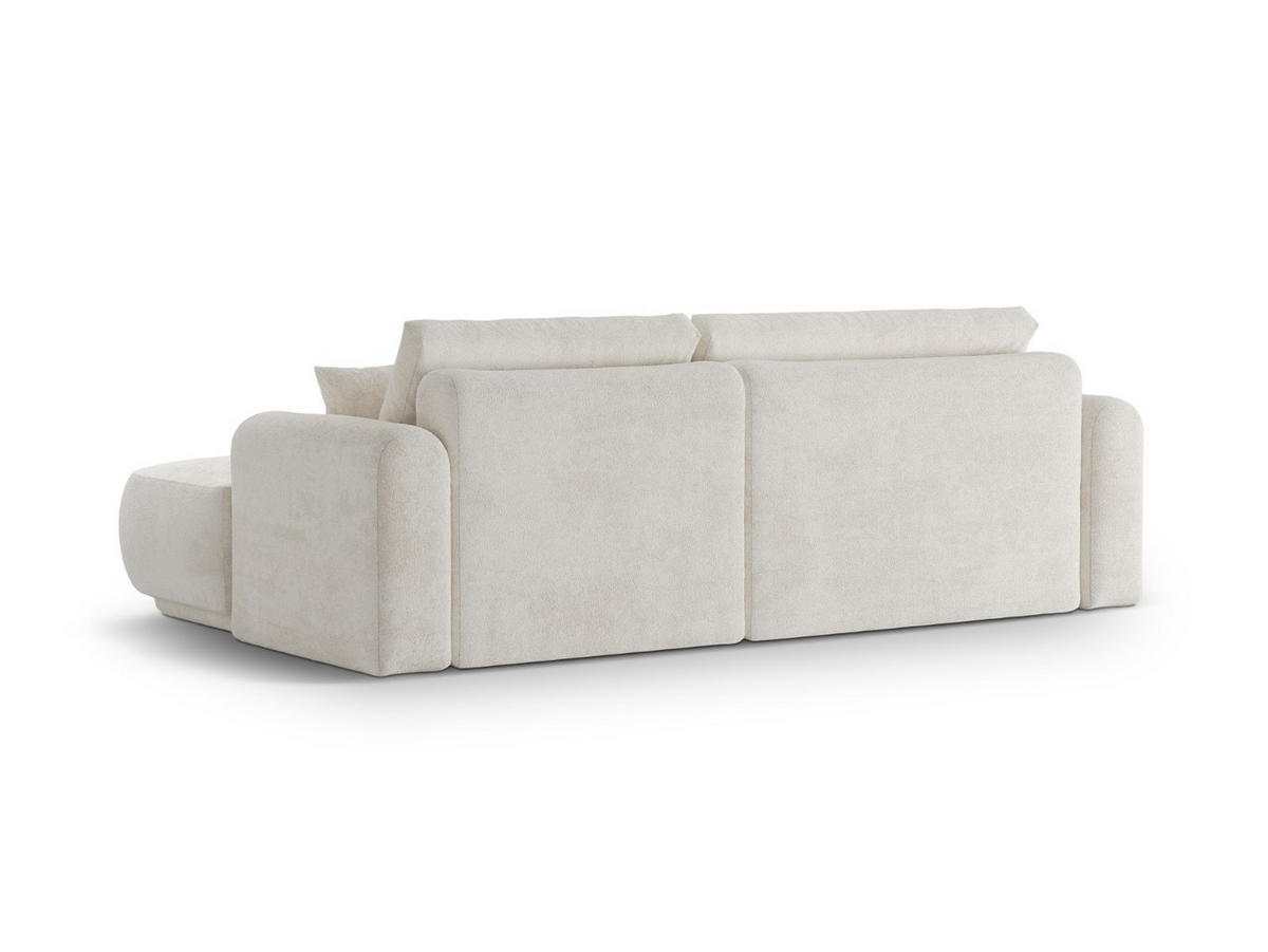 SCHLAFSOFA modular mit Bettkasten rechts Ella aus Boucle leichtes beige 5 Sitzplätze - Creme, Textil (174/271cm) - Micadoni