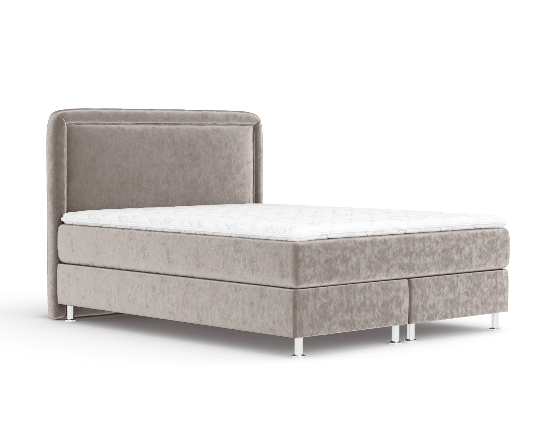 BOXSPRINGBETT Salvi Taupe 180/200 cm mit Latex-Topper - Taupe/Silberfarben, Holz/Holzwerkstoff (180/200cm) - Maison de Reve