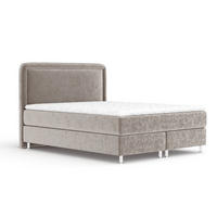 BOXBETT Salvi Taupe 160/200 cm mit Matratze und Topper - Taupe/Silberfarben, Holz/Holzwerkstoff (160/200cm) - Maison de Reve