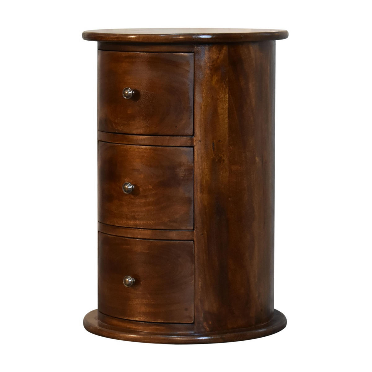 3-SCHUBLADEN-TROMMEL im Kastanienholz-Finish - Kastanienfarben/Messingfarben, Holz/Metall (40/58/40cm) - Artisan Furniture