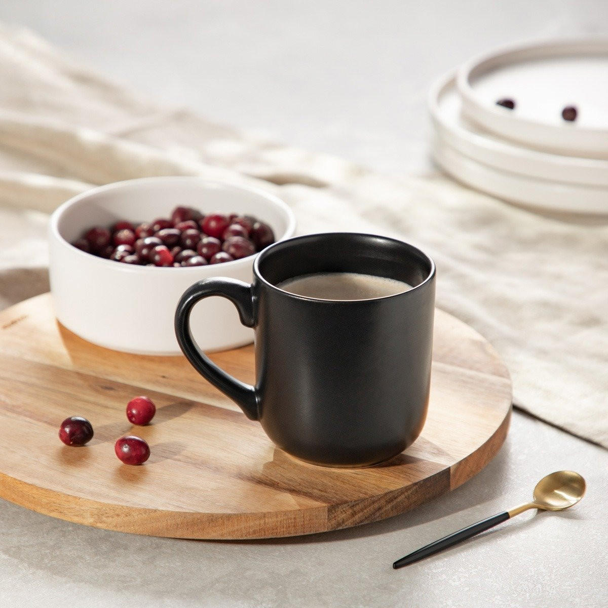 BECHER Famelio schwarz 0,4 l 6er-Set - Schwarz, Keramik (0.4L) - Homla