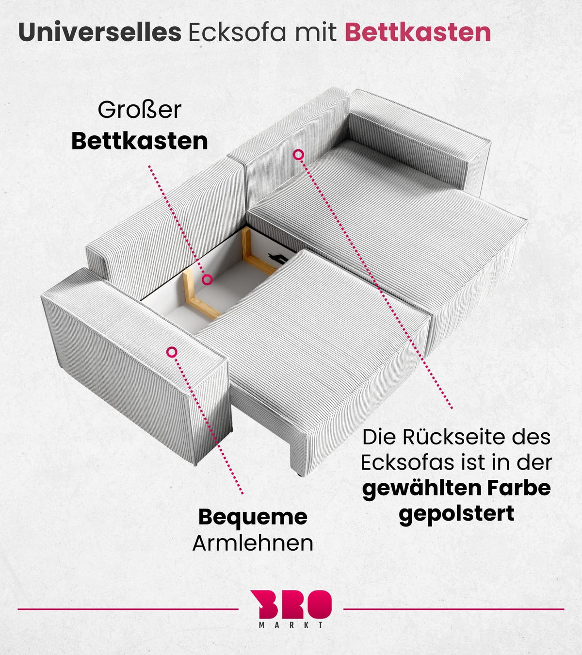 ECKSOFA Pedro mit Schlaffunktion Grün Cord - Grün, Textil (255/153cm) - Bromarkt