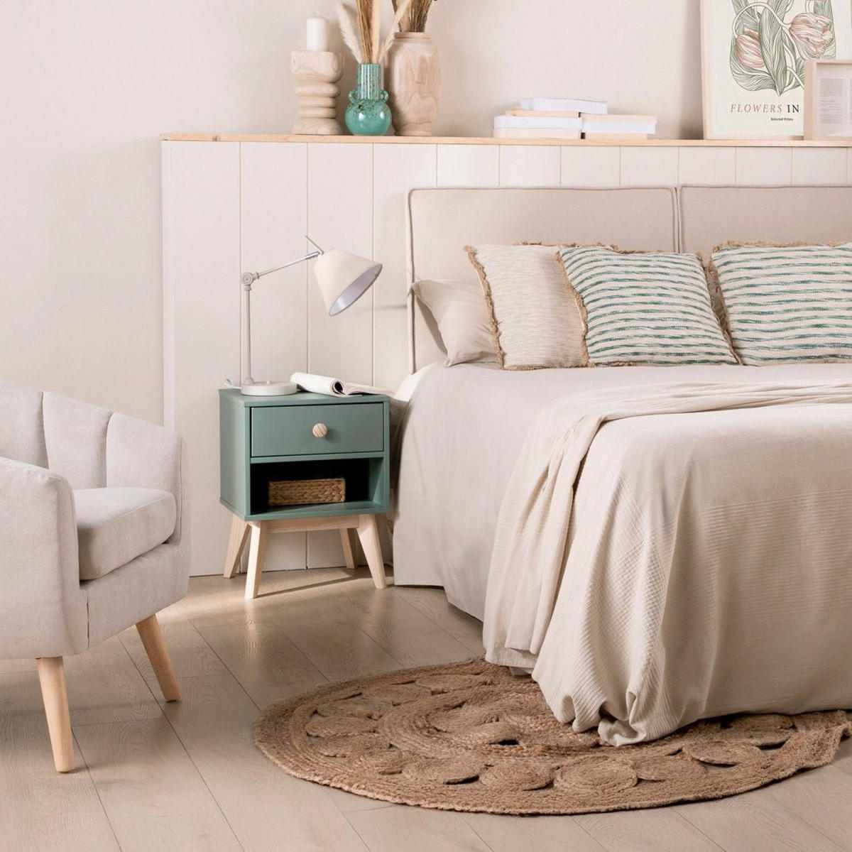 NACHTTISCH MIT 1 SCHUBLADE Luke Grün 40 cm x 53 cm 2er-Set - Grün, Holzwerkstoff (40/53/35cm) - Klast Home