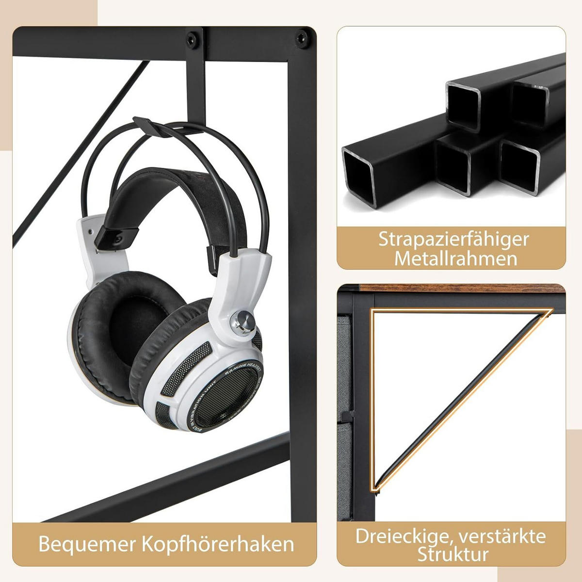 SKRIVBORD 75 cm brun - Brun, Trä (60/140/75cm) - COSTWAY