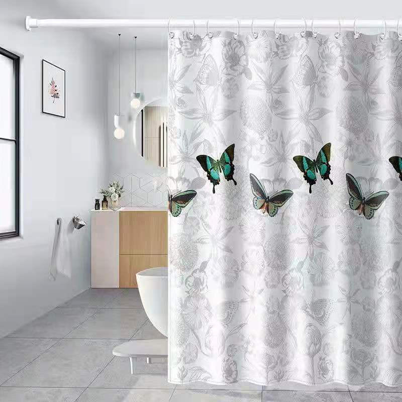 DUSCHVORHANG Schmetterling bedruckt wasserdicht schimmelresistent Innen dekorativ mit Haken - Multicolor, Textil (180/180cm) - MCBOSON