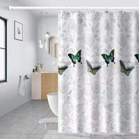 DUSCHVORHANG Schmetterling bedruckt wasserdicht schimmelresistent Innen dekorativ mit Haken - Multicolor, Textil (180/180cm) - MCBOSON