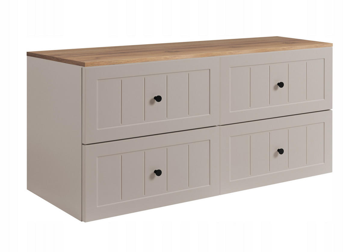 WASCHBECKUNTERSCHRANK GUSTO 120 cm mit Arbeitsplatte Farbe: Eiche Craft Kaschmir - Kaschmir/Eichefarben, Holzwerkstoff (120/58/46cm) - Rodan