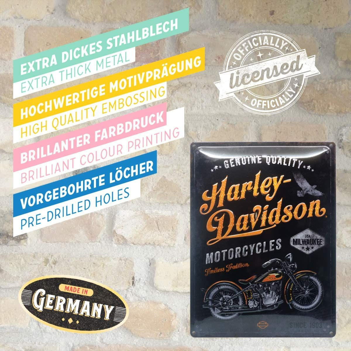 BLECHSCHILD 30/40 cm Harley-Davidson Timeless Tradition - Multicolor, Metall (30/40/0.2cm) - Nostalgic-Art