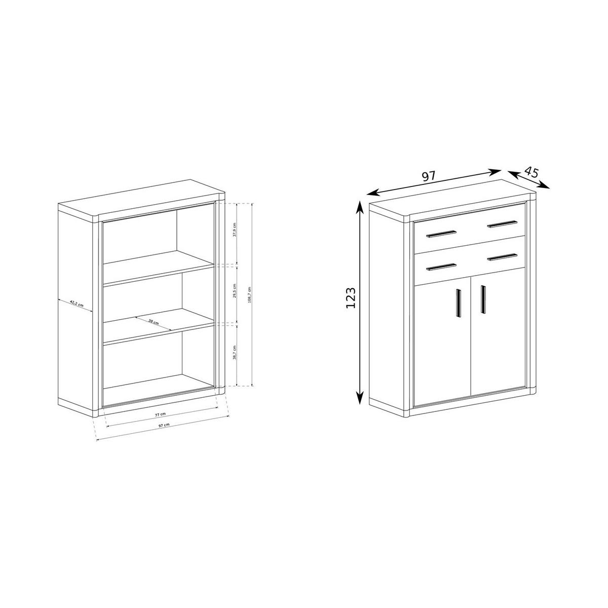 KOMMODE Dallas D-6 97 x 123 x 45 cm Eiche Sonoma - Sonoma Eiche, Holzwerkstoff/Kunststoff (97/123/45cm) - Koseto