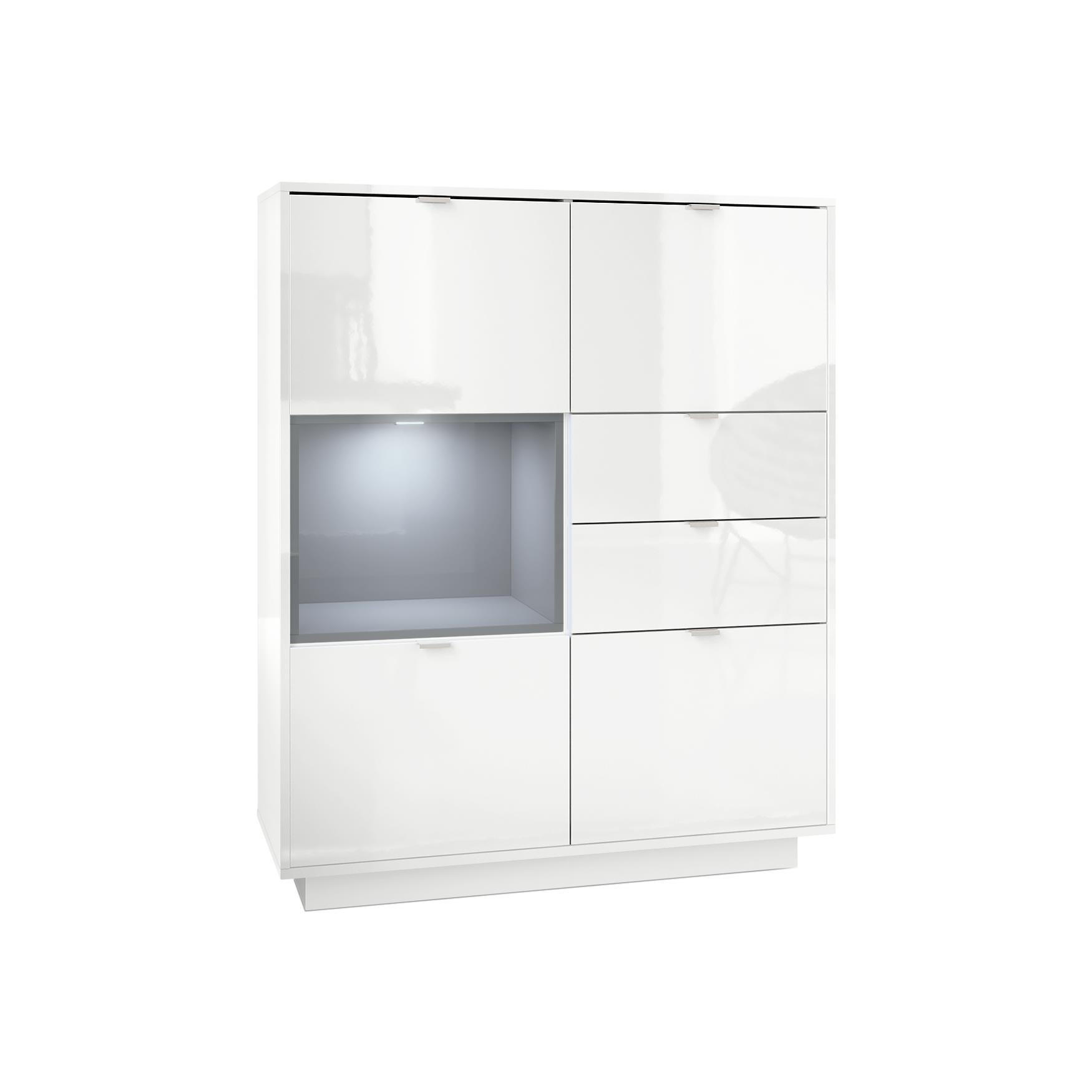 HIGHBOARD Metro Einsatz in Grau Hochglanz - Grau, Holzwerkstoff (103/123/38cm) - Vladon
