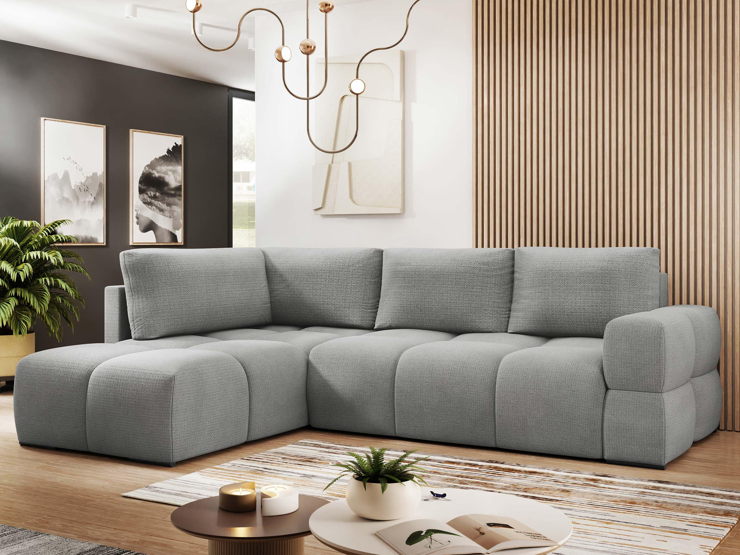 ECKSOFA Taremi - Schwarz/Grau, Holz/Kunststoff (267/185cm) - MIRJAN24
