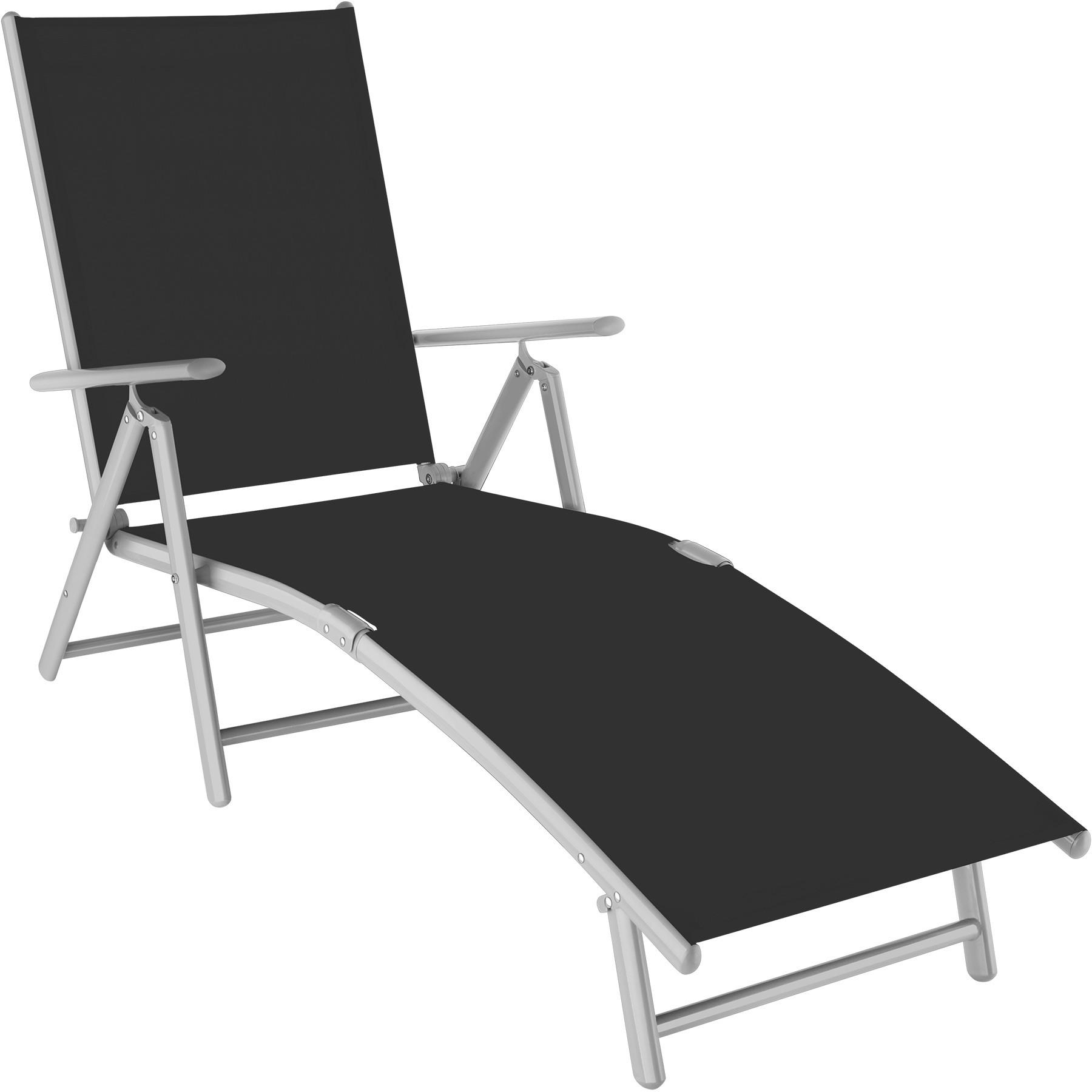 GARTENLIEGE Marisol,182 x 62 x 59 cm,schwarz/silber - Silberfarben/Schwarz, Kunststoff (62/59/182cm) - tectake